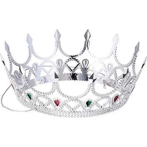 Aydınlı Party Accessory Gemstone Renaissance Costumes Royal Medieval Silver Queen Princess Crown