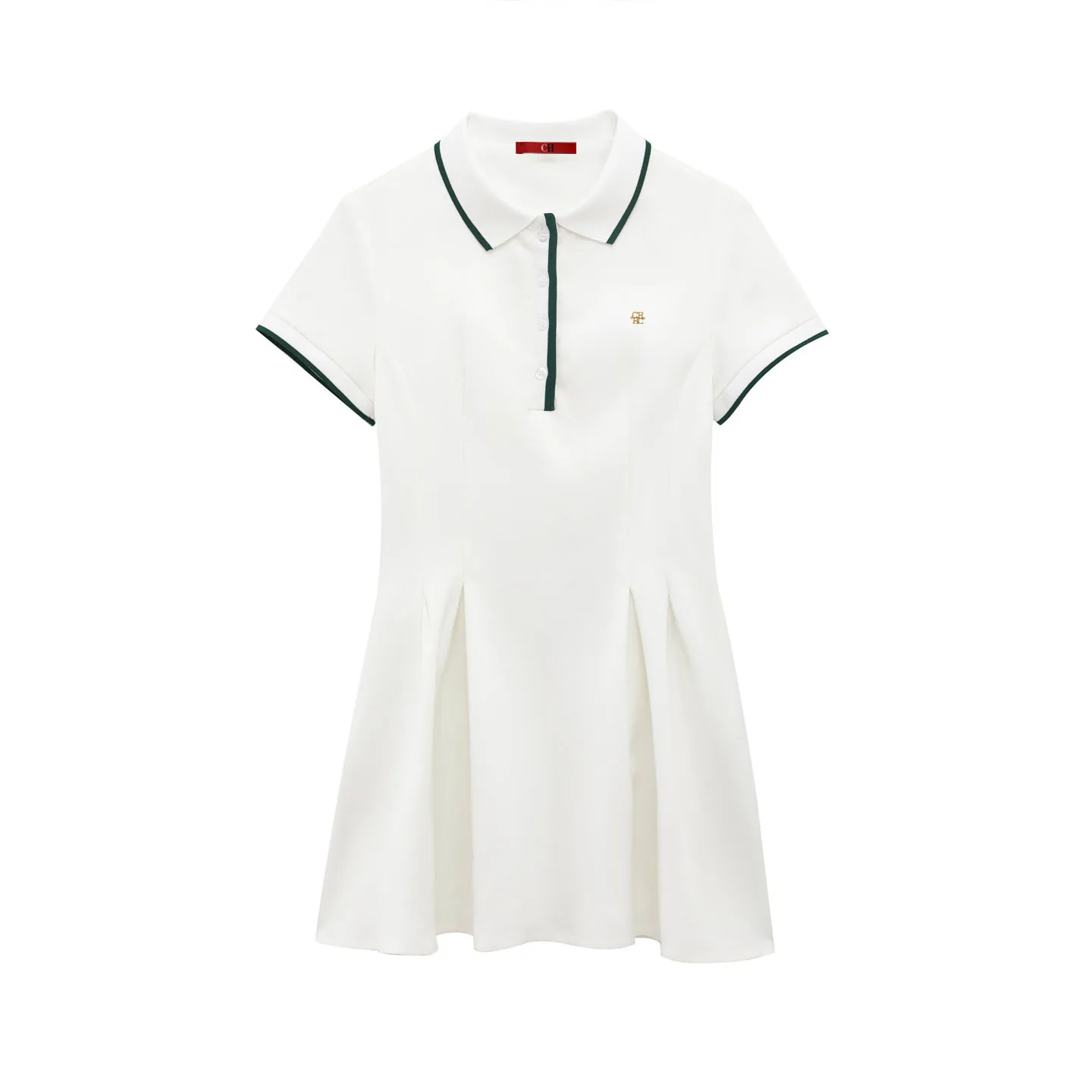CH Damen-Polokleid Kurzarm Bunt Patchwork Plissiert A-Linie Lässig Elegant Tennis Golf Kleid Sommerkleidung – Detail 6