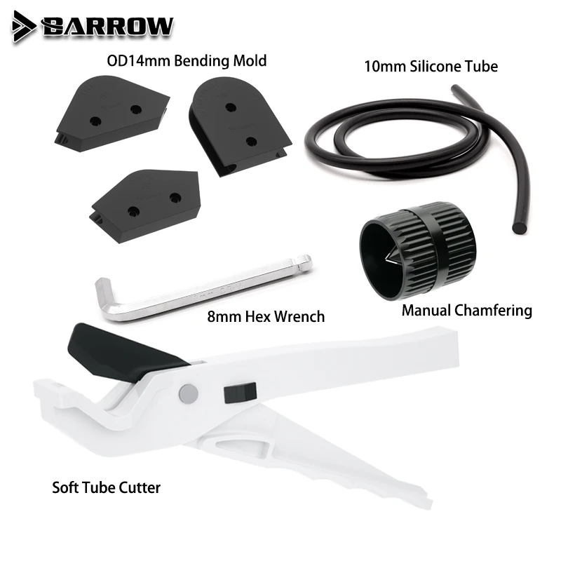 BARROW Tool Kit use for OD14mm + ID10mm PETG Pipe + Cutter + 14mm Bending Mould + 10mm Diameter Silicone Bar + Hex Wrench Set