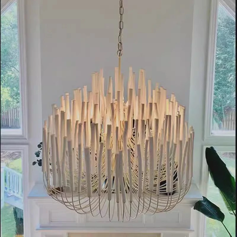 Designer Wooden Candlestick Chandelier French Tilda Hanging Chandeliers For Dining Living Room Bedroom Stairsway Lighting