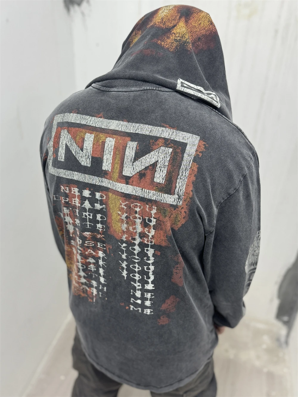 Washed Saint NIN Nine-inch Nail Long Sleeves T-shirt Men Women High Quality Heavy Fabric Unisex Tops Tee T Shirt image 5