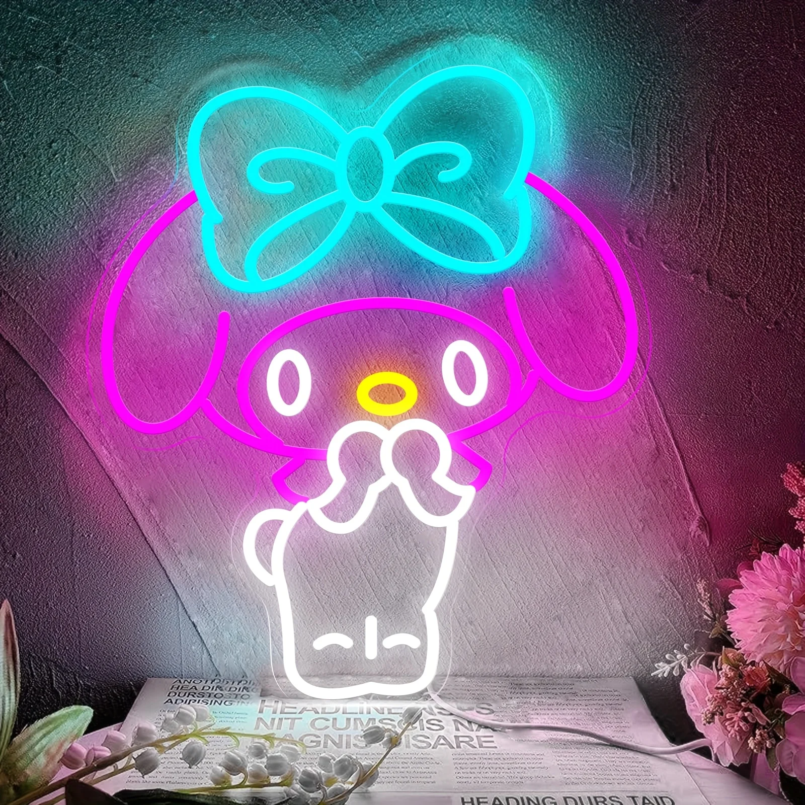 

My Melody Sanrio LED Neon Light Sign Dimmable USB Neon Sign Wall Decor for Girls Room Nursery Baby Shower Birthday Party Gift