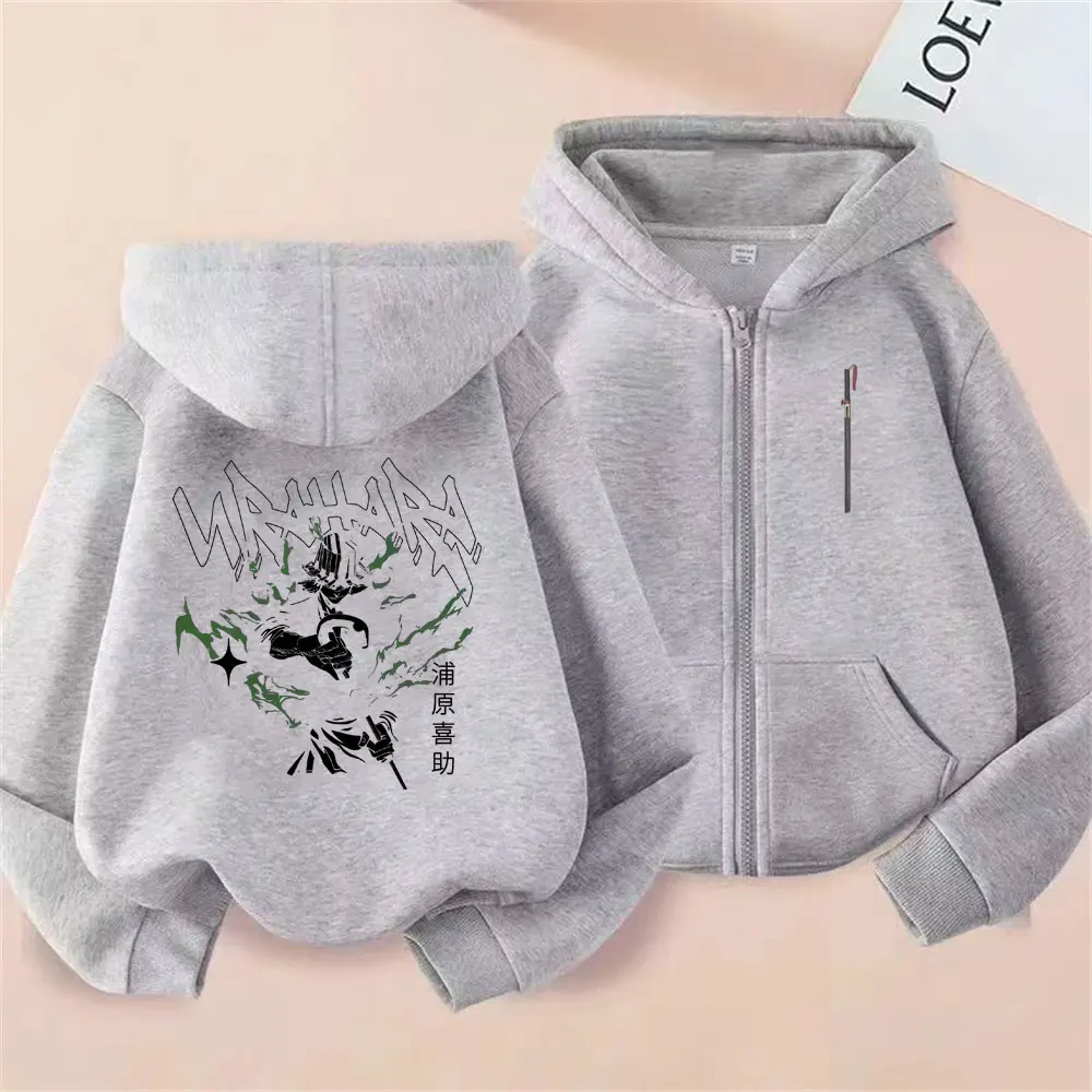 Anime Bleach Urahara Kisuke Graphic Zipper Hoodie Men Women Vintage Oversized Zip Up Jacket Coat Unisex Fashion Casual Hoodies