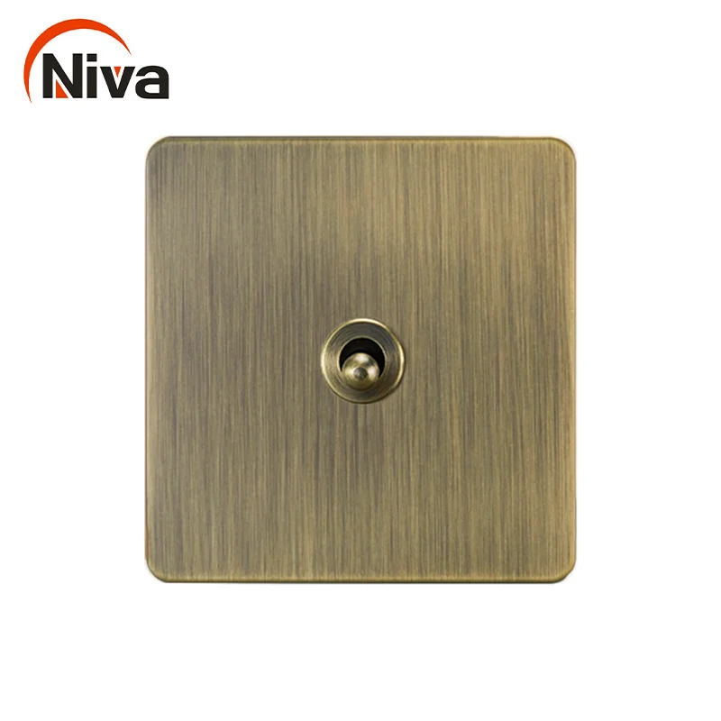 Niva wall toggle switches stainless steel bronze panel light switch 1 Gang 2 Way Universal home socket