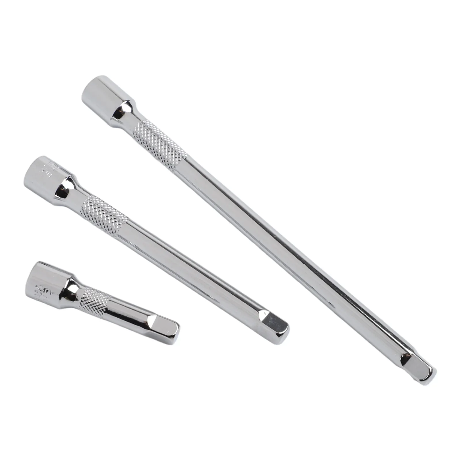 3-Piece Extension Bar Set For 1/4 3/8 1/2 Inch Drive Ratchets Chrome Vanadium Steel Rustproof Construction With Wobble Feature