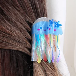 1pc Cute Jelly Fish Shape Hair Claw Acrylic Claw Clips Shark Claw Ponytail Holder Hair Accessories