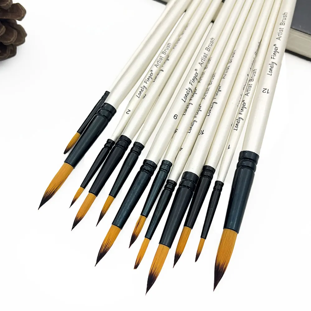 12 PCS Paint Brushes Set, Artist Brush for Acrylic Watercolor Oil Painting, Miniature Model & Fine Detail, Nylon Tips White