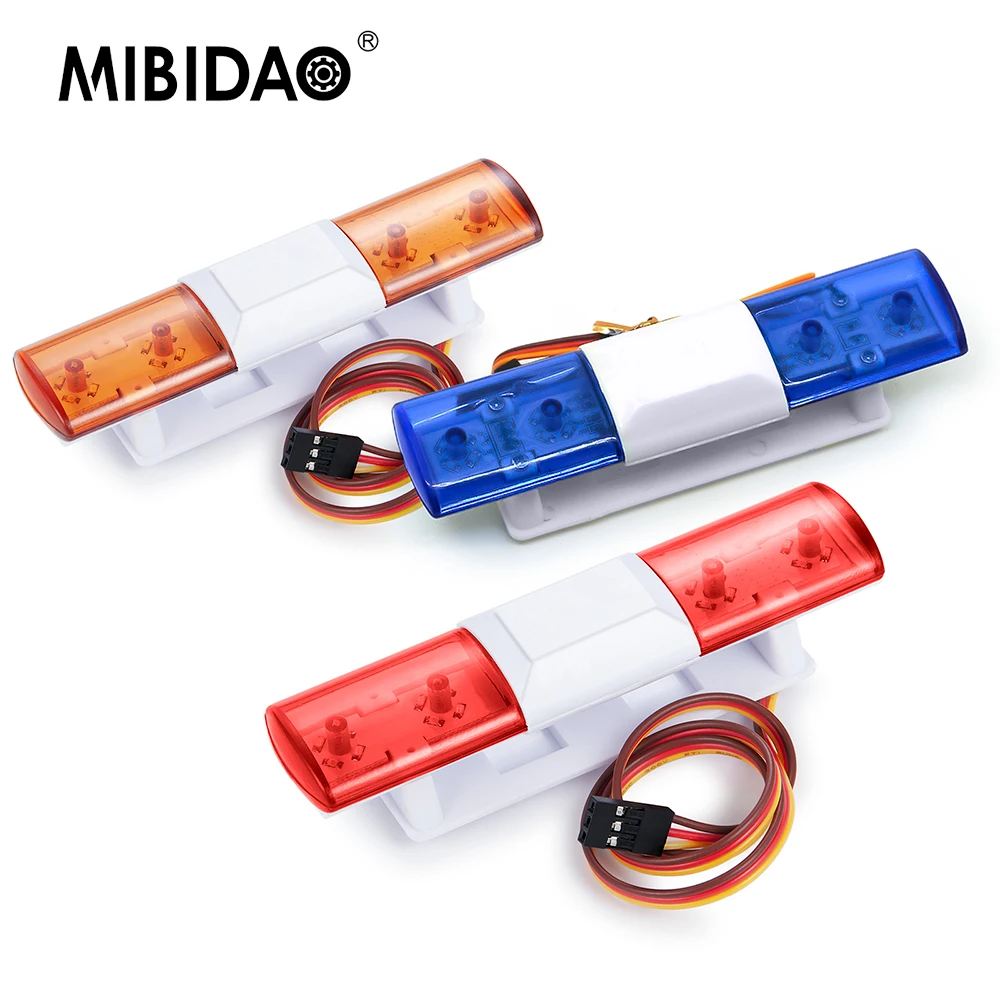 MIBIDAO 4.8-6V LED Police Flash Alarming Light for HSP Tamiya Axial SCX10 D90 1/10 1/8 RC Car Model Decoration Parts Accessories