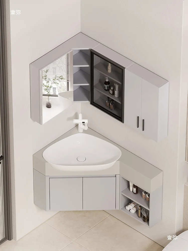 Corner bathroom cabinet combination big belly basin triangular washstand special-shaped washbasin washbasin cabinet