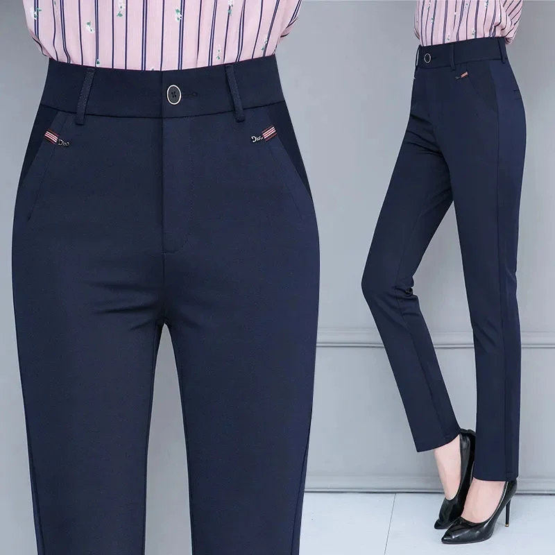 

Women Pants Wear Elastic Waist Nine-Point Straight Trousers Spring Autumn New Middle-Aged Elderly Large Size Casual Pants Ladies