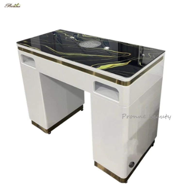 Custom.European Nail Salon الحديثة الرخام أعلى طاولة مانيكير وكرسي مجموعة مع فراغ #2