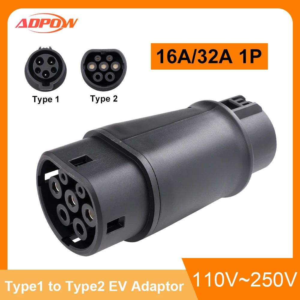 

ADPOW EV Charger Adaptor 16A/32A 3.5KW 7.2KW SAE J1772 Socket Type 1 to Type 2 Converter For Type 2 Eletric Vehicles Charging