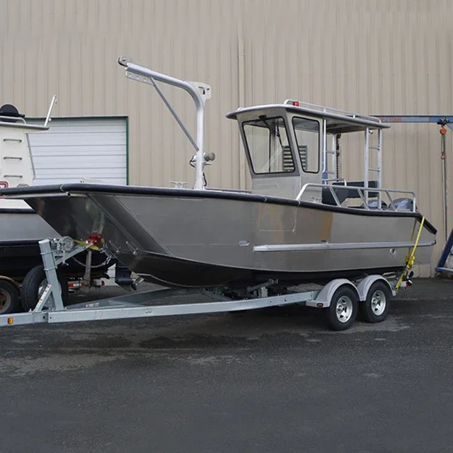 Ecocampor 23ft All Welded Aluminum Barge Boat/Landingcraft For 6 Person With Center Console For Sale