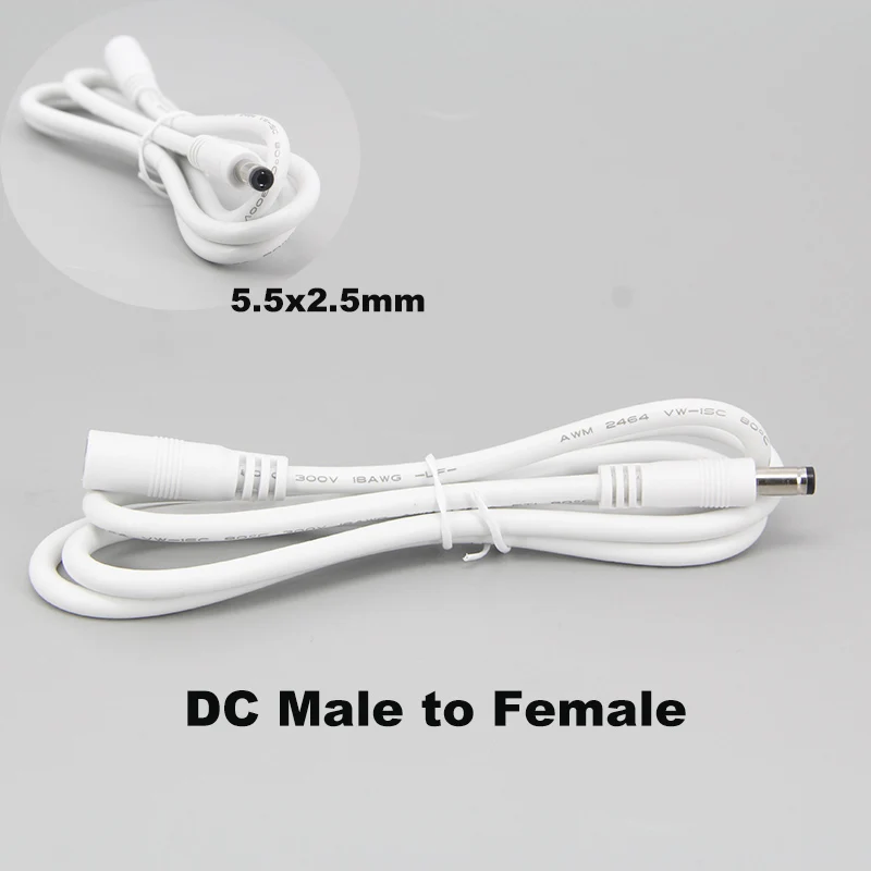 DC-Stecker-Buchse-Stecker-Verlängerung kabel 1m Kabel für LED-Streifenlicht-CCTV-Kamera 5,5x2,5mm 18awg 7a Strom r23