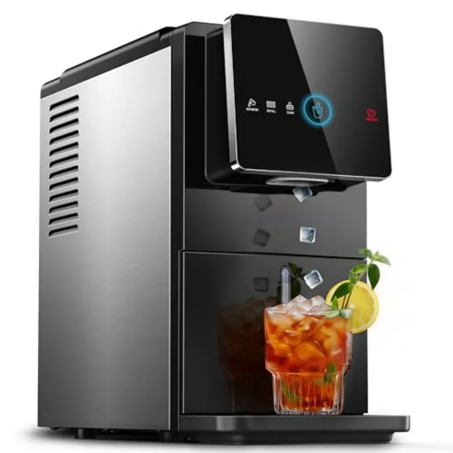

Nugget Ice Maker for Home Kitchen and Party, Stainless Steel, Silver, 40 lbs/24H Soft Chewable Ice with Auto Drop and Self Clea
