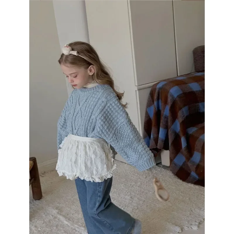 Sweaters Childrens Clothing Autumn New Korean Series Girl Soft Knitting Sweater Comfortable Lazy Tops 2025 Simple Loose