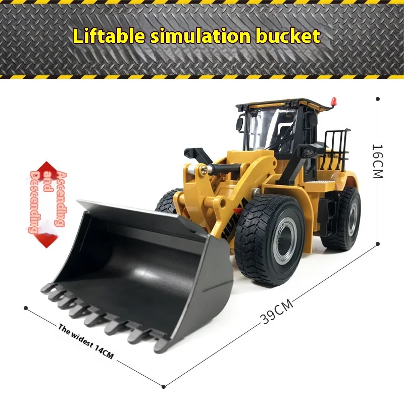 Huina Jiutong Remote-Controlled Alloy Bulldozer 662 Remote-Controlled Loading Engineering Vehicle Model Remote-Controlled Shovel