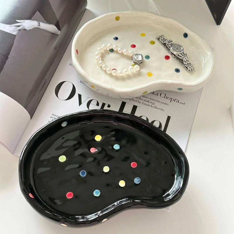 Bandeja de cerámica con forma de nube, exhibición de joyería hecha a mano y organizador de aromaterapia, plato de captura de entrada minimalista para decoración del hogar