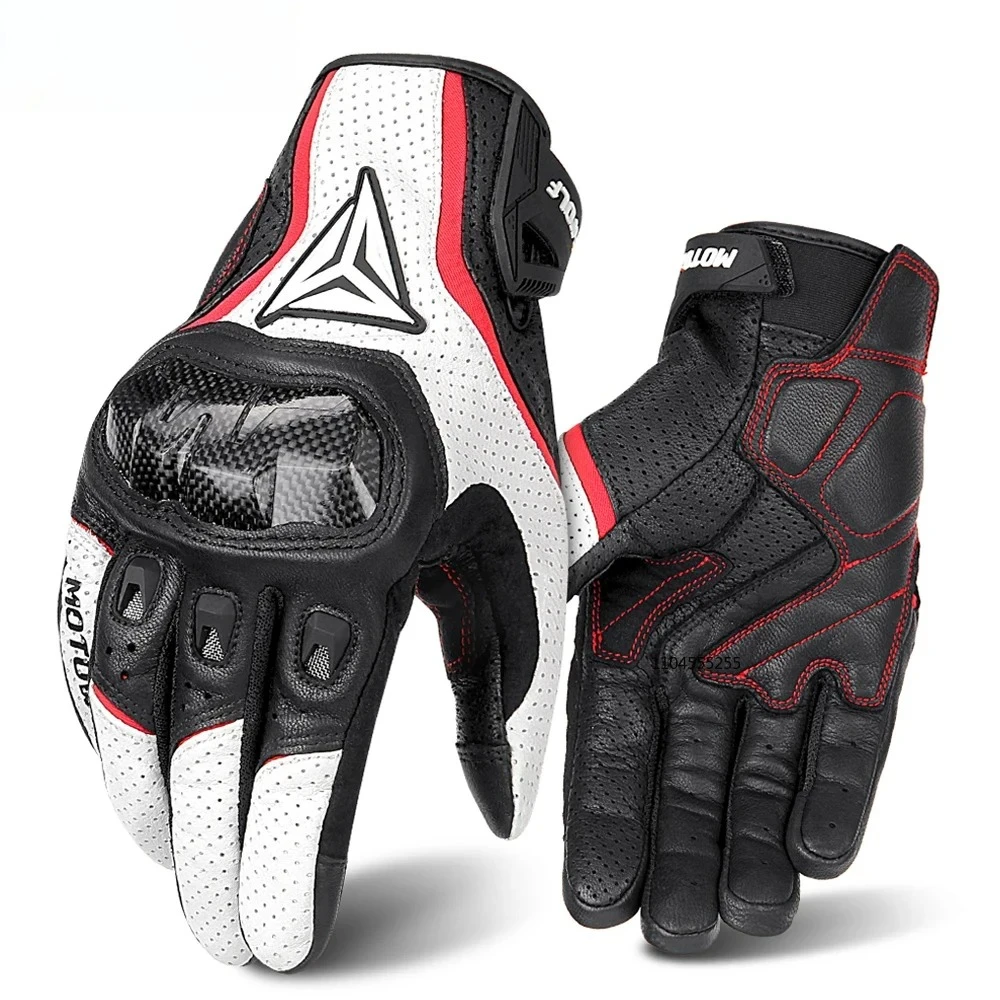 

Motorcycle Gloves Windproof Real Leather Touchscreen Four Seasons Moto Gloves Breathable Warm Riding Motorbike Cycling Gloves