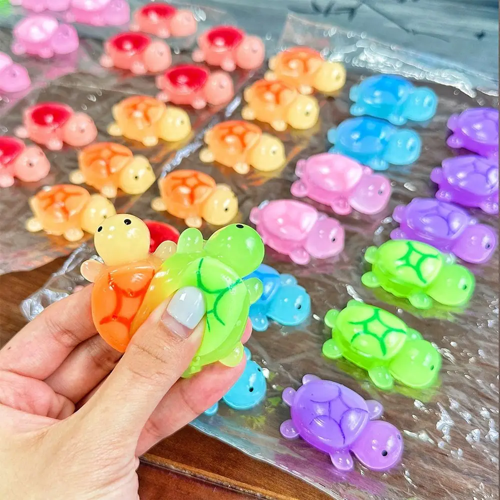 50pcs/box Cartoon Little Turtle Pinch Toy Pinch Family Pinch Fidget Blind Bag Decompression Slow Rebound Kneading Toys Children