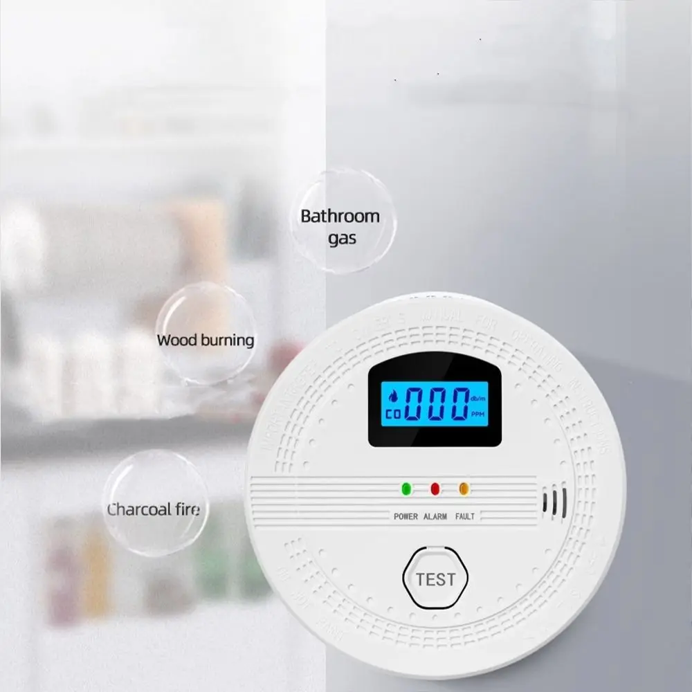 Wyświetlacz cyfrowy LCD 2 w 1 Czujnik dymu CO Wskaźnik LED Zasilany bateryjnie Monitor gazu CO Alarm Inteligentny bezprzewodowy czujnik CO