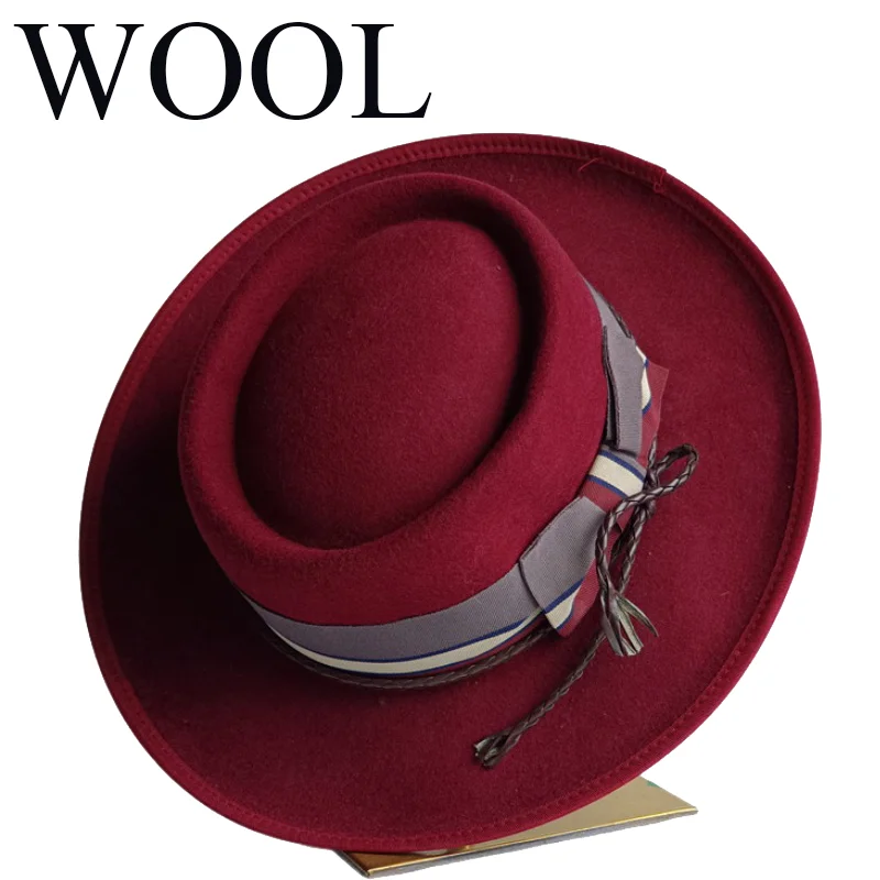 Pork Pie Hat Low Price 100% Wool Hat Hat Man Vintage Elegant  Lady HardTop Painter Cap Winter