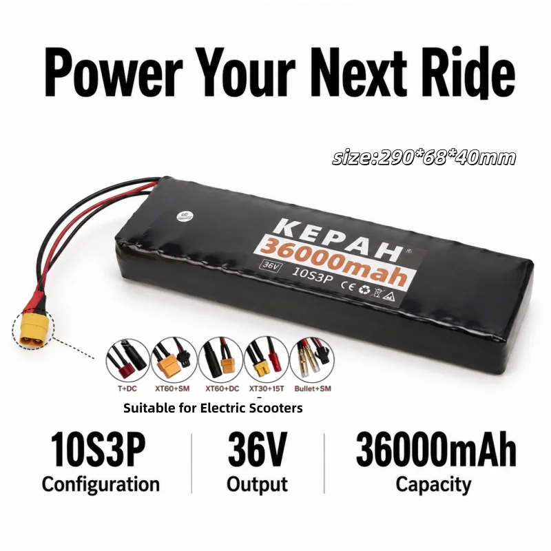 36V 36Ah 18650 Lithium Battery Pack 10S3P 36000mAh 1000W 42V Replacement Power Battery for M365 Electric Scooter