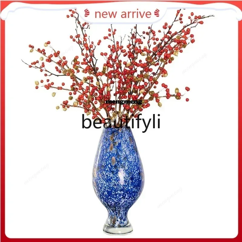 Light luxury handmade glazed vase handicraft ornament living room entrance model room decoration  N