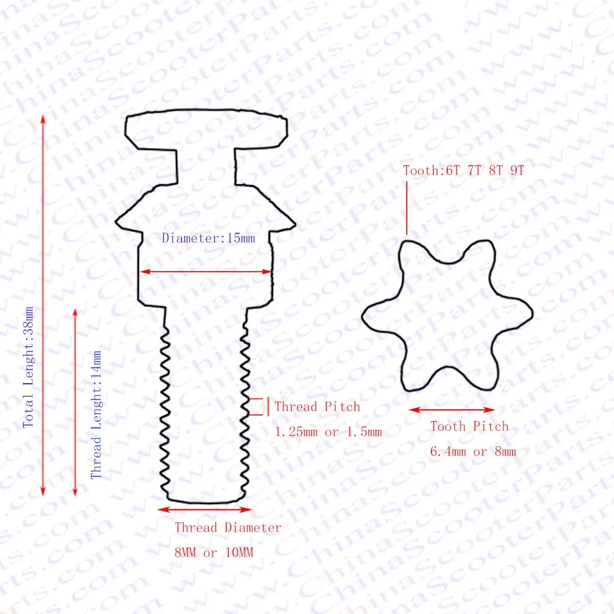 6T 7T 8T 9T 25H T8F M8 M10 Chain Clutch Gear Box Front  Sprocket For 2 Stroke 47cc 49cc Engine Pocket Bike Mini Moto ATV Quad