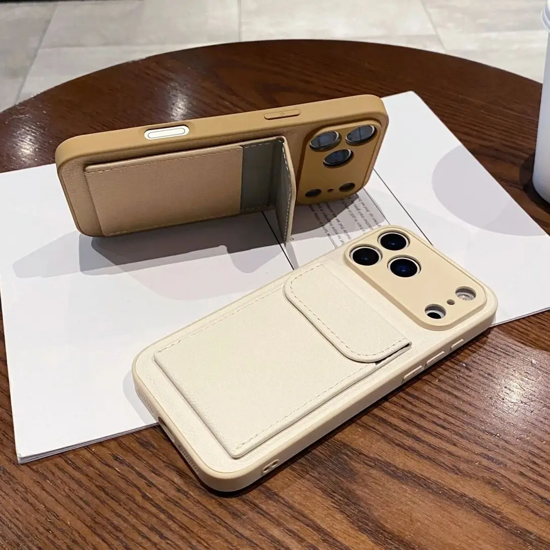 محفظة جلدية جيب قوس الحال بالنسبة آيفون 17 الهواء 16 E 15 14 13 12 Mini 11 Pro X XS XR Max 7 8 Plus حامل بطاقة غطاء حامل