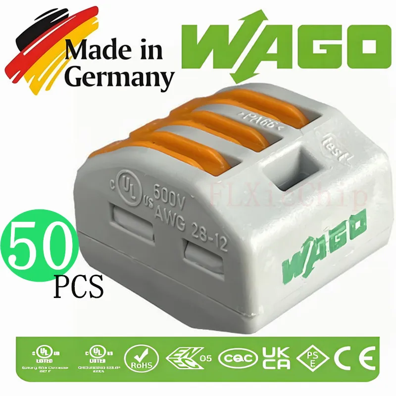 

50 шт. разъем WAGOs box 222-413 с 3 отверстиями 28-12AWG 400 В 32A 4MM2 клемма осветительный светильник украшение мини-разъемы для проводов новый