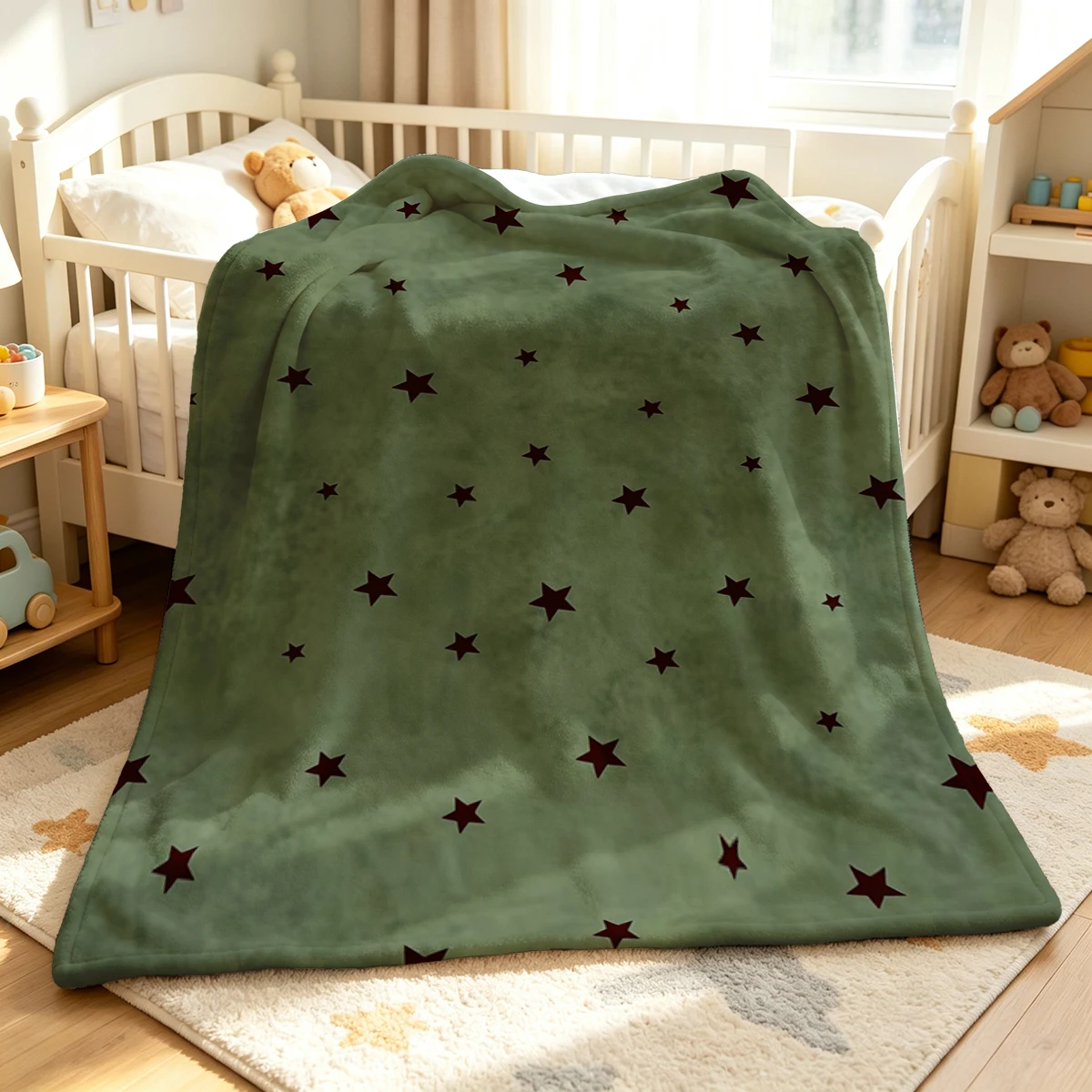 Vintage Stars Flannel Blanket Warm Soft Halloween Christmas Couch Warm Cozy Decorative Decor Gift for All Season