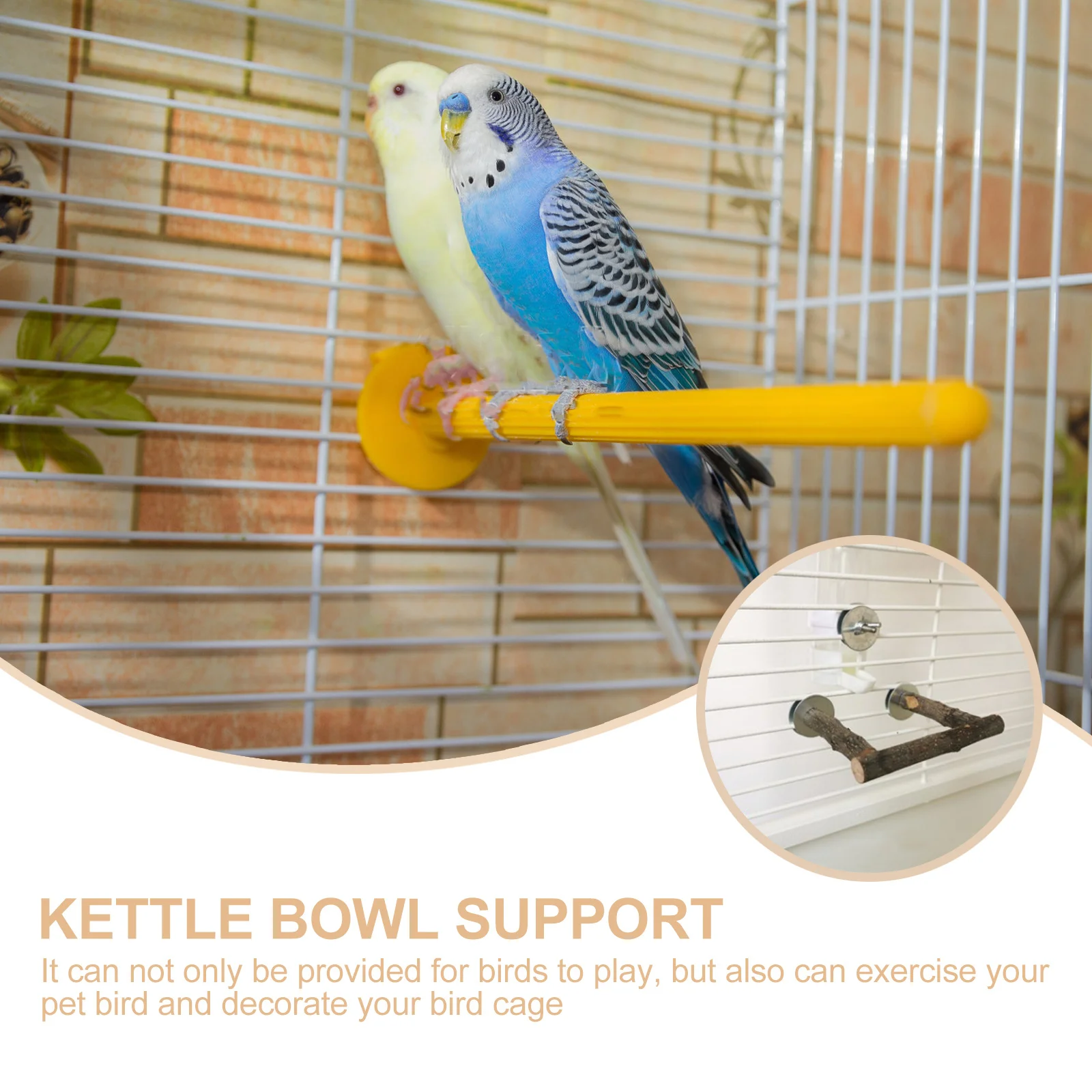 

Parrot Standing Pole U Shape Rod Food Bowl Supporting Rack Smooth Polished Surface Exercise Pet Bird Cage Decor Gift