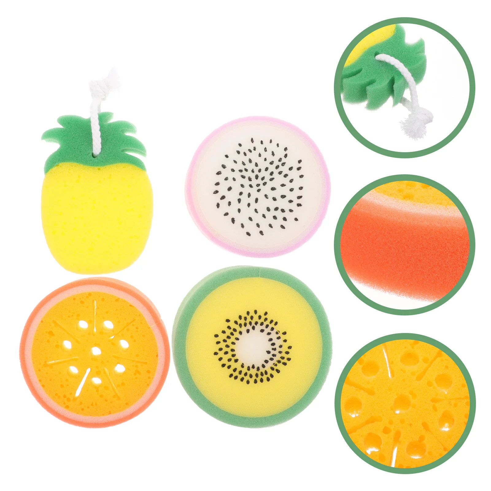 

4Pcs Cute Fruit Design Body Wash Sponge Scrubber Rich Foam Bathing Skin Cleaner Ergonomic Shower Sponge for Daily Hygiene