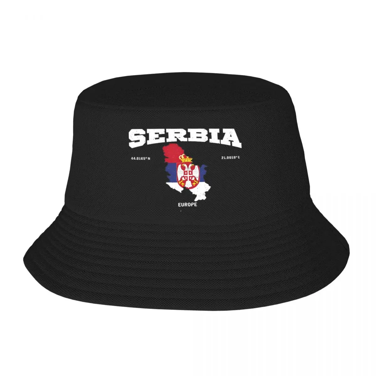 Serbia Flag Map Coordinates Bucket Hat for Girl Summer Sun Hat Trendy Lightweight for Outdoor Fisherman Cap Boonie Hat