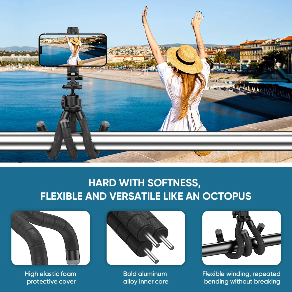 APEXEL Extendable Octopus Tripod Portable Flexible Phone Stand 360 Rotation Shooting  for Phone DSLR Gopro Live Streaming Vlog