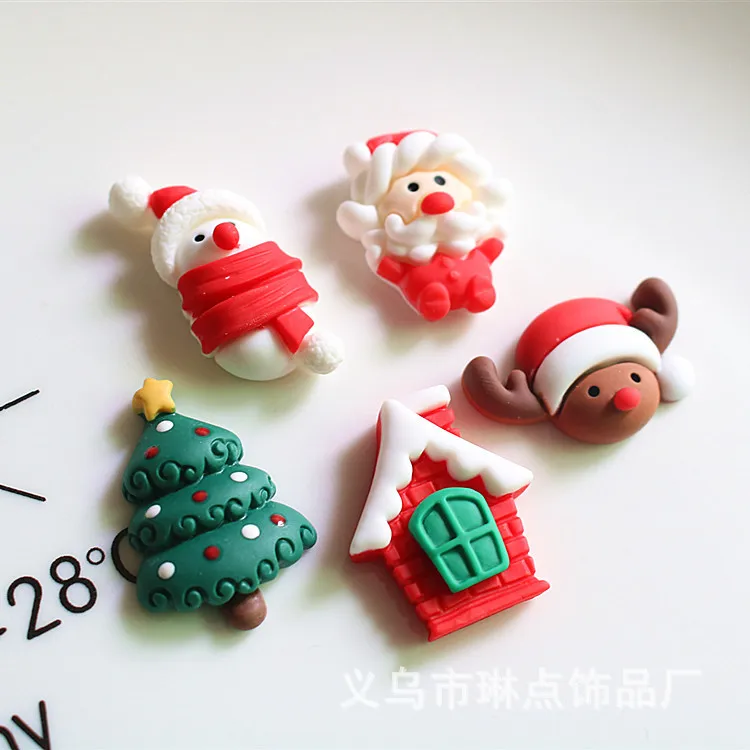 5 Stuks Miniso Serie Kerst Cartoon Hars Flakback Cabochons Diy Ambachten Materialen Sieraden Maken Charmes