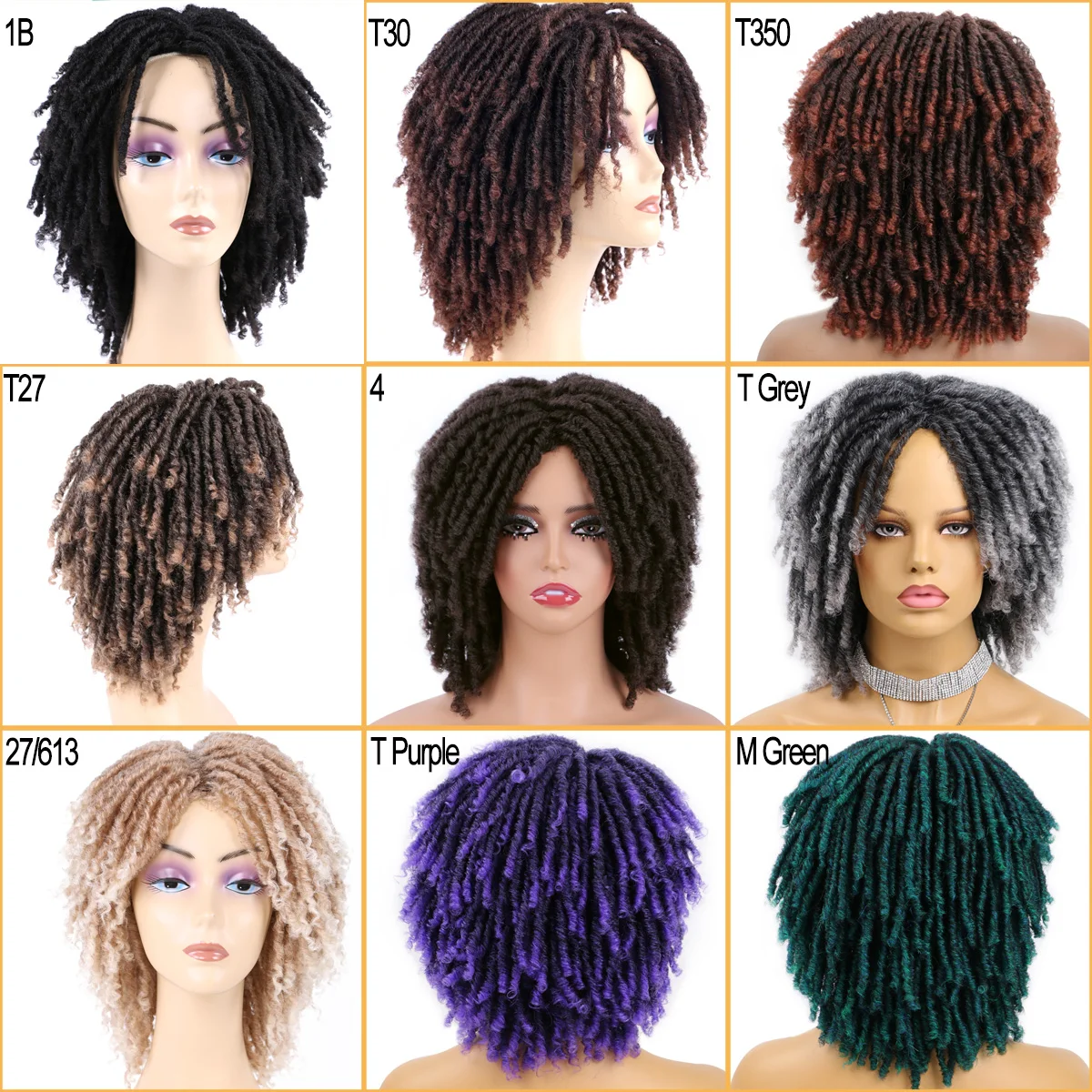 6-дюймовые короткие парики с дредами для чернокожих женщин и мужчин, синтетический плетеный парик из искусственных локонов, афро-завиты, дреды, полная замена волос