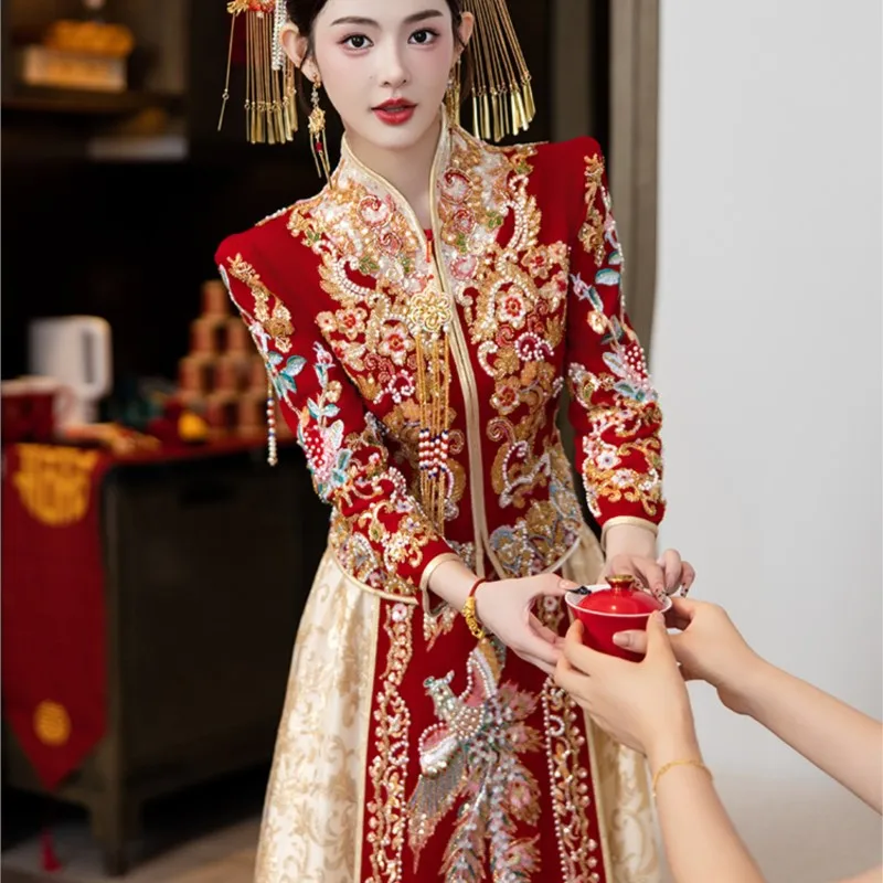 

New Chinese-style wedding dress for the heavy velvet ceremony