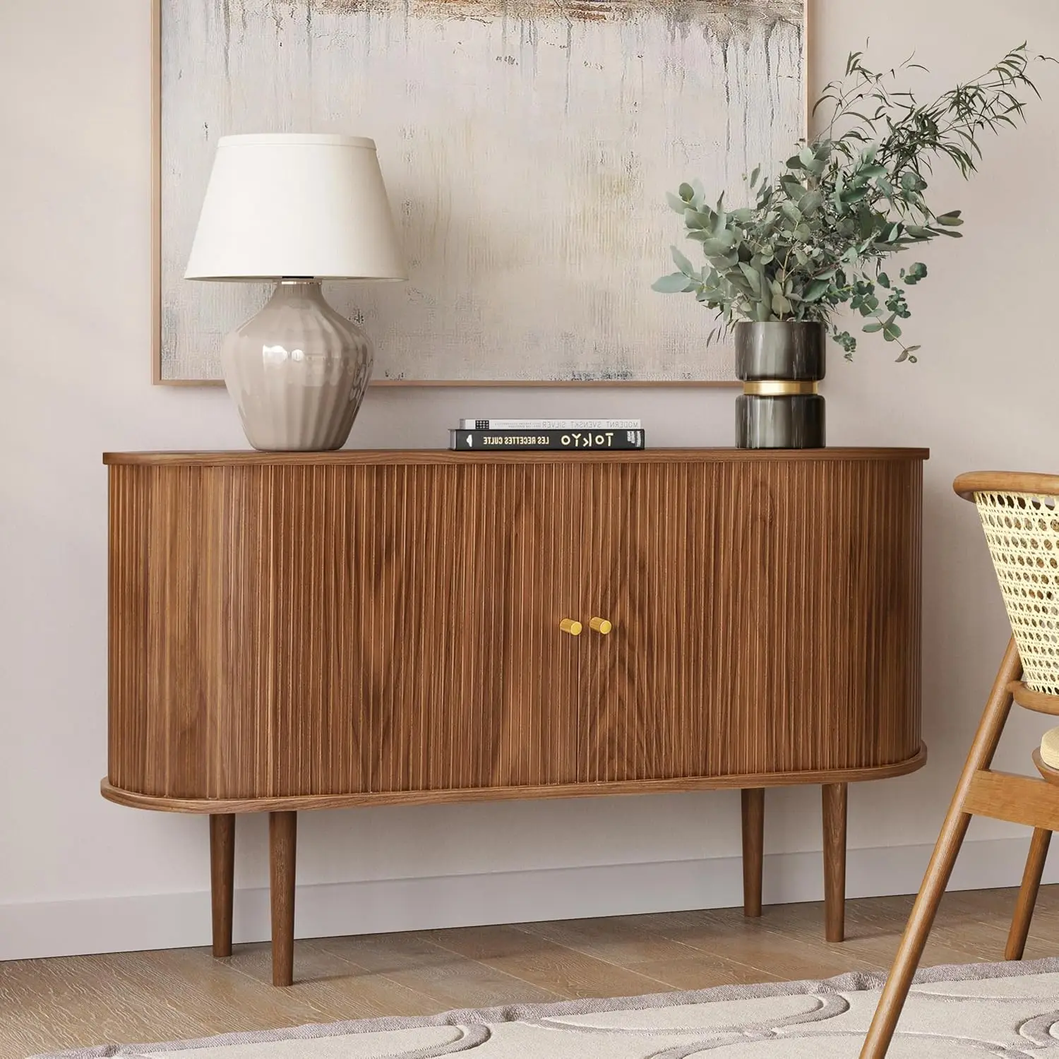 

55'' Sideboard Storage Cabinet with Doors and Shelves - Credenza Storage Cabinet for Office
