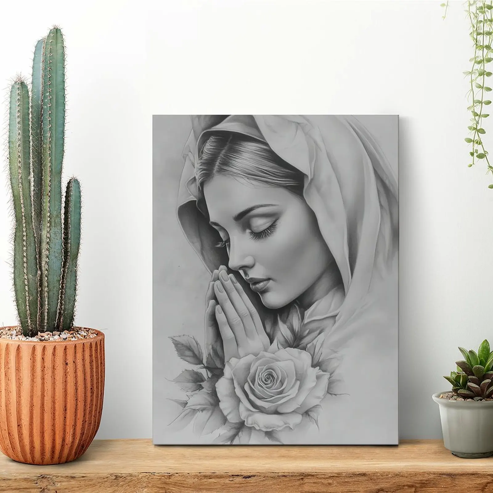 

Mother Mary Canvas Painting Vintage Create Kitchen Wall Mural Wall Decor Framed Wall Paintings