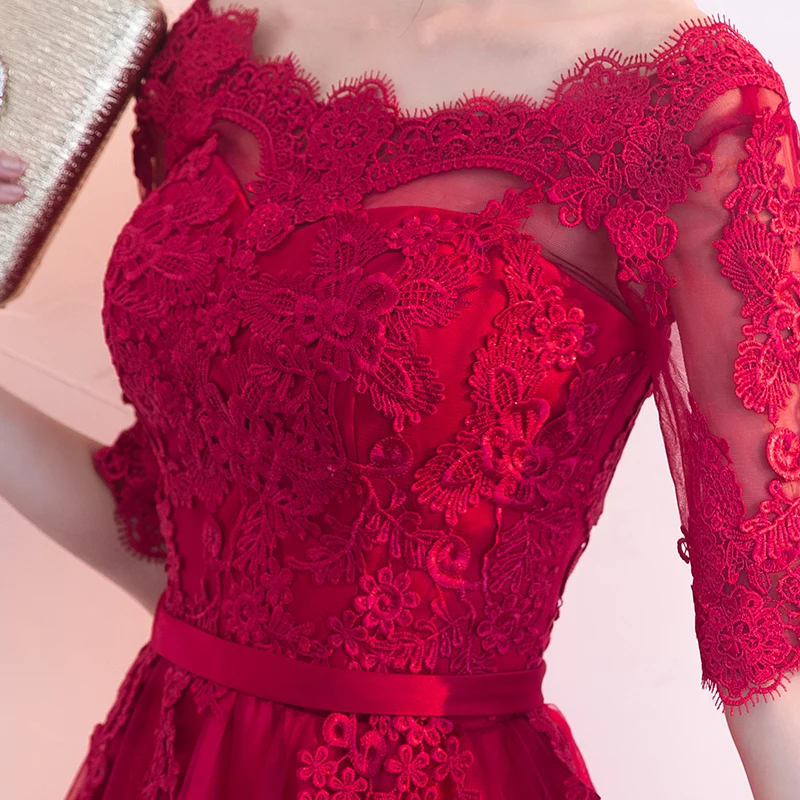 

Новое летнее вечернее платье цвета красного вина с кружевом для женщин, корейский стиль, приталенное, с длинной юбкой, для свадьбы и помолвки