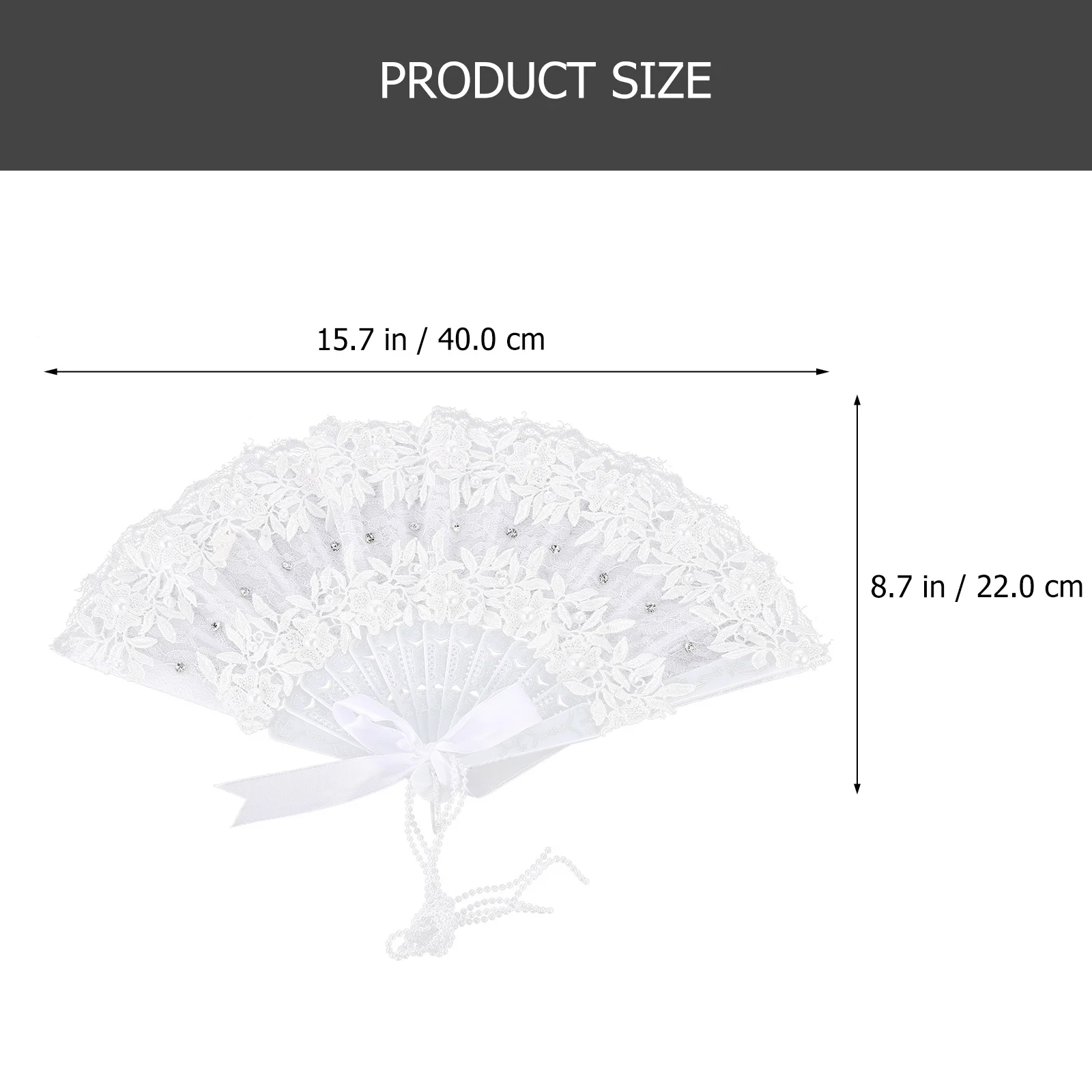 

Pearl Lace Fan White Bride Wedding Prop Decorative H held Rhinestone Women nament Bridal Stage Show Accessories