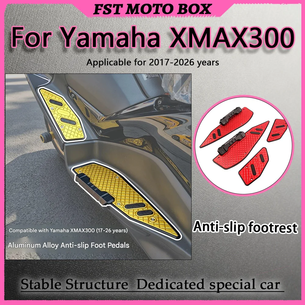 For Yamaha XMAX300 2017-2026 Anti-Slip Scooter Footrests with Individual Replaceable Pads for Comfortable Riding Experience
