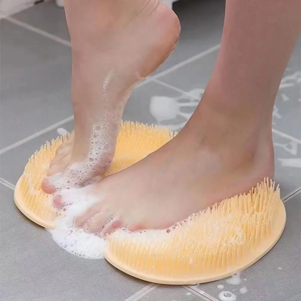 Wall Mount Silicone Bath Scrubber Lazy Back Foot Exfoliator Shower Pad Body Cleaning Brush