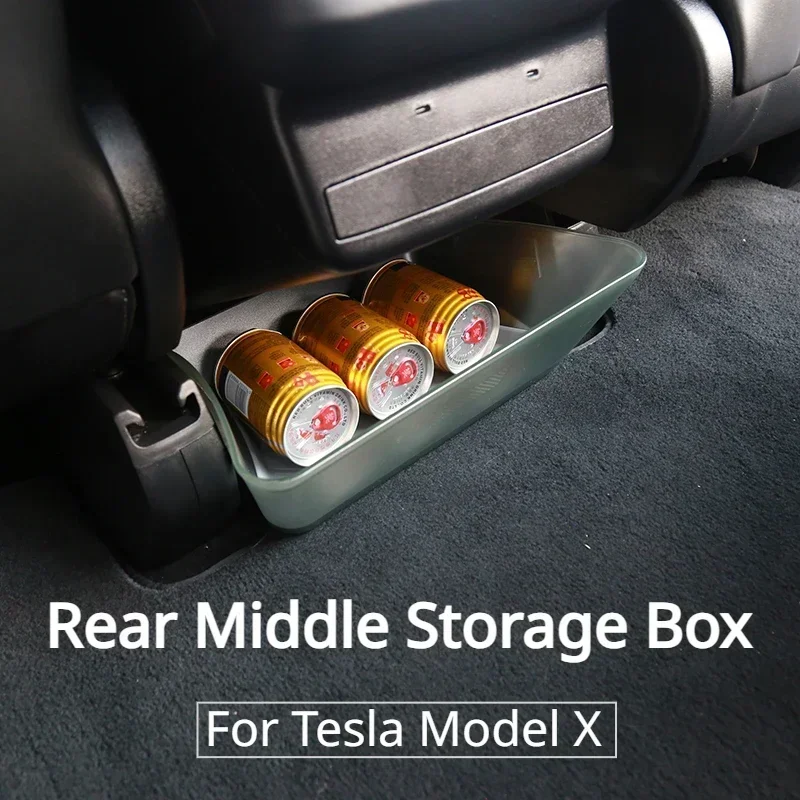 Rear Middle Storage Box for Tesla Model X Tissue Box Trash Can Transparent Acrylic Storage ModelX Car Interior Accessories 2023