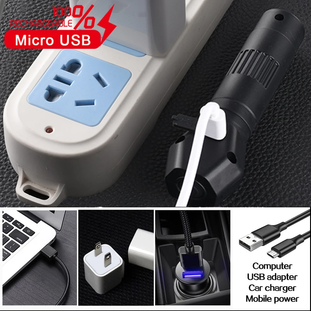 COB LED Flashlight Rechargeable 3 Lighting Modes Flashlights Magnetic Work Light Waterproof Torch Can be Used as Headlamp