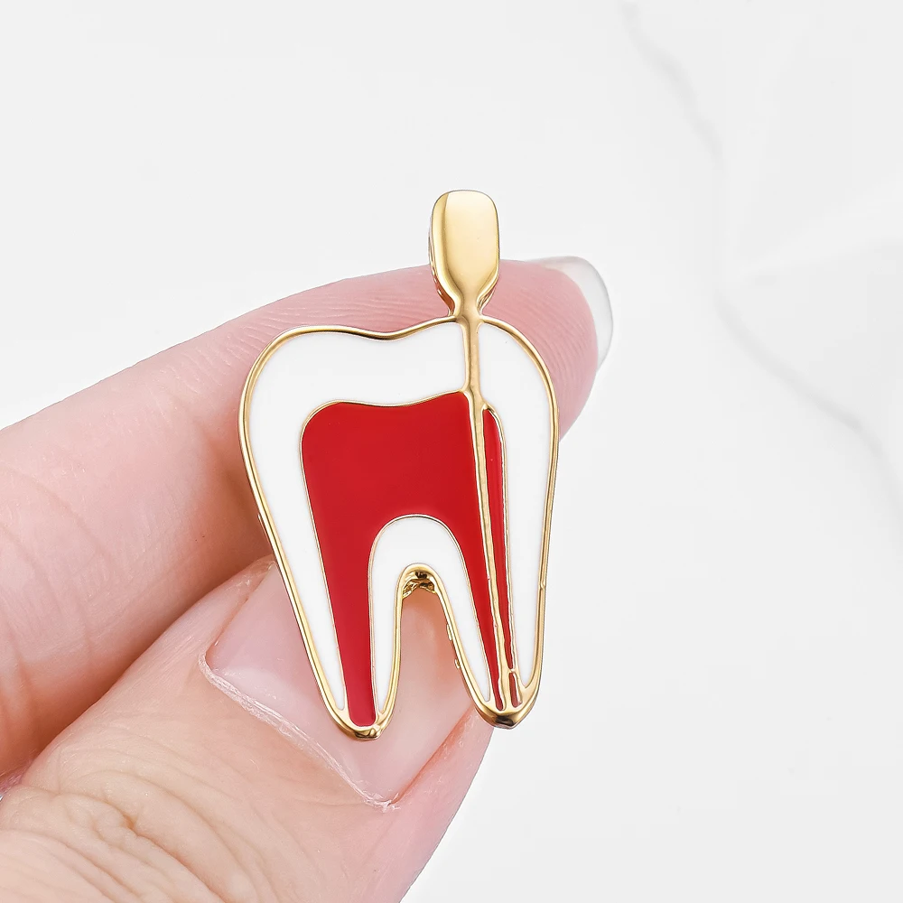 Creative Endodontic Enamel Brooch Tooth Pin Dentist Nurse Badge Lapel Jacket Accessories Jewelry Suitable for Hospital Souvenirs