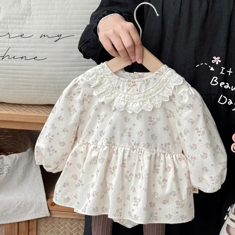 2025 New Autumn Infant Baby Girls Jumpsuit Long Sleeved Cotton Print Newborn Baby Girls Bodysuits 0-24M Baby Girl Clothing