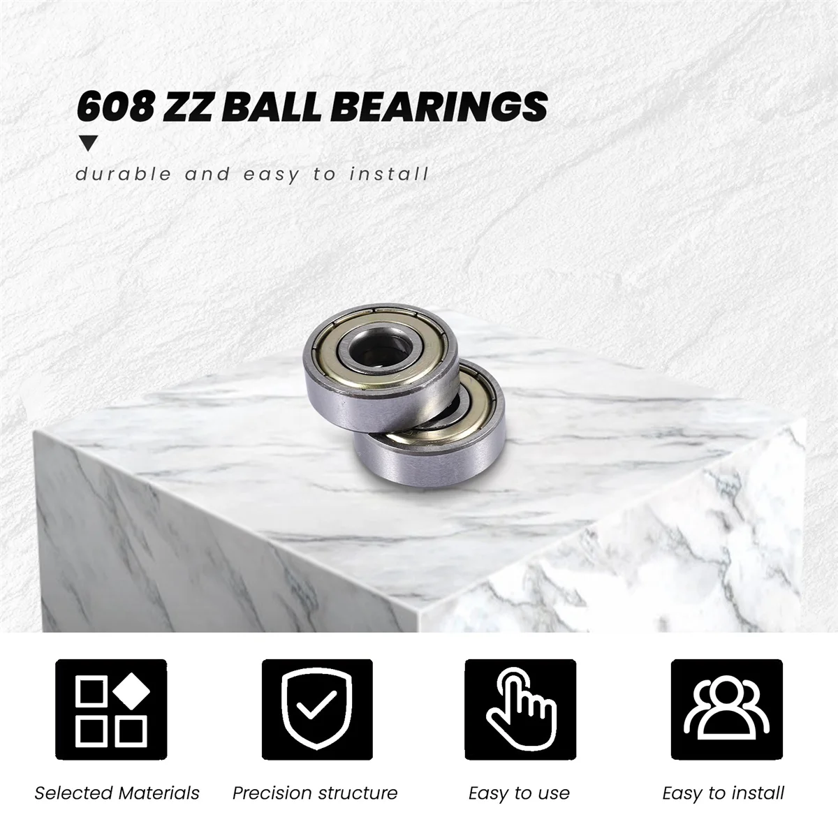 N10R 25 Buah Bantalan Bola 608 ZZ, Bantalan Bola Skateboard Alur Dalam Miniatur Terlindung Ganda Logam 608Zz (8Mm X 22Mm X 7Mm)